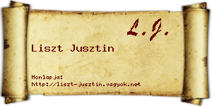 Liszt Jusztin névjegykártya